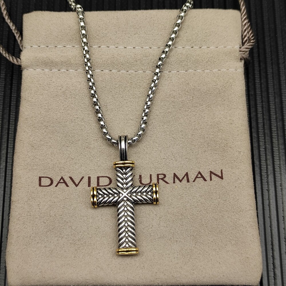 David Yurman Two-tone Double-Twisted Cross Necklace